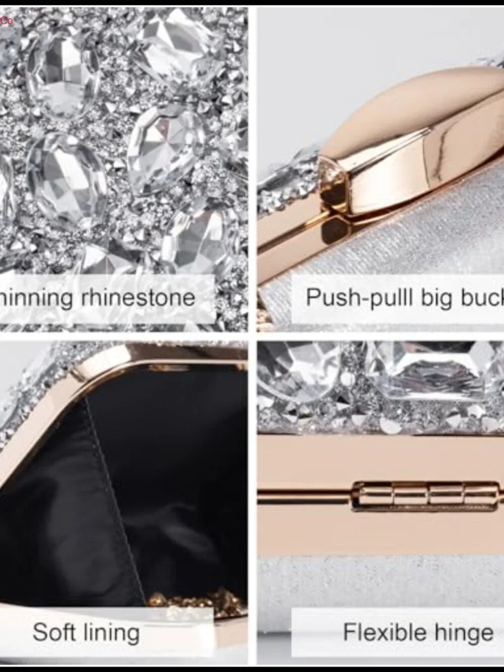 Rhinestone Clutch Purses for Women, Gemstone Evening Bag, Sparkly Crystal Clutch